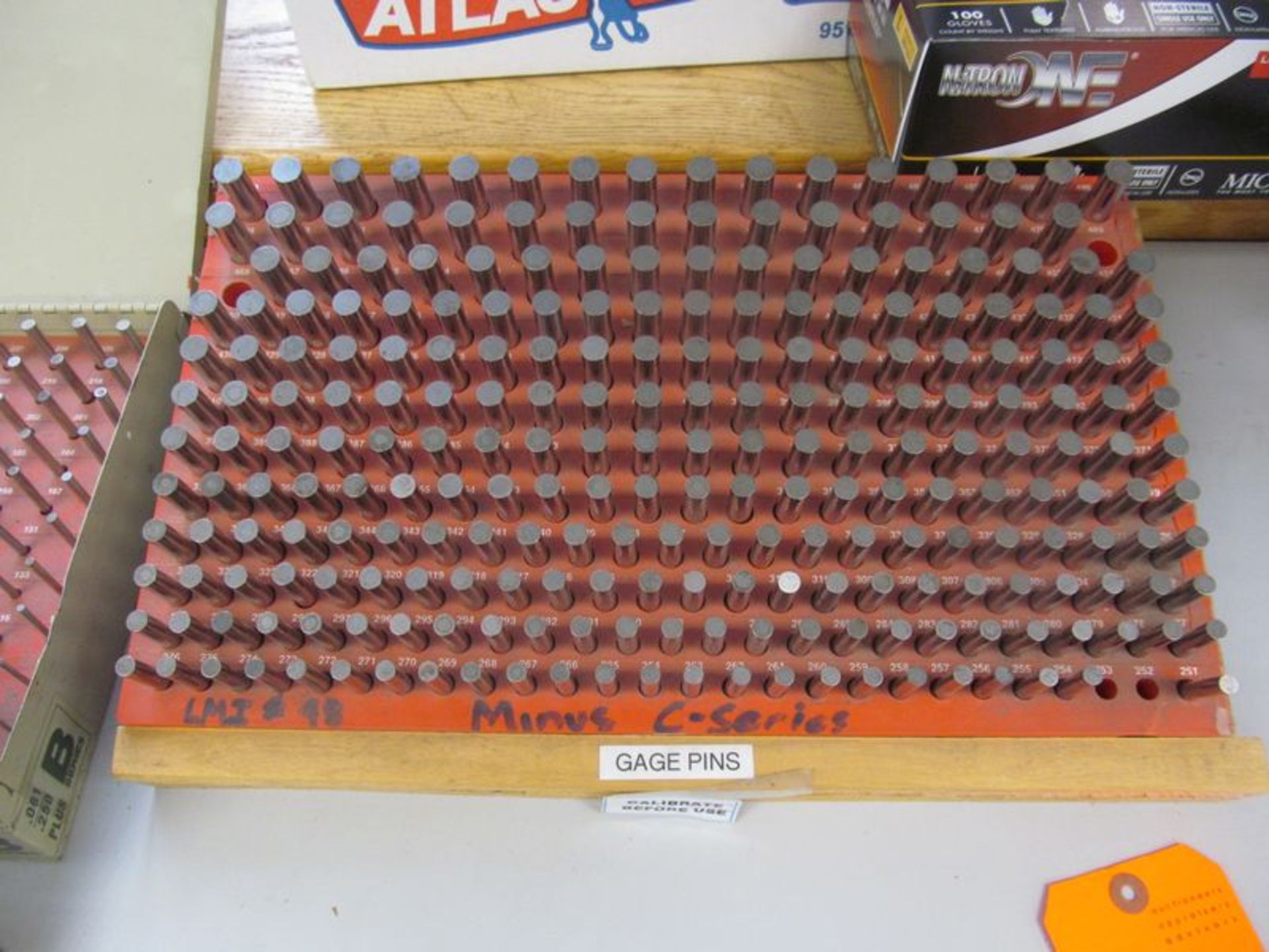 Vermont pin gage set, .251-.500, missing .252, .253, .451 and .450