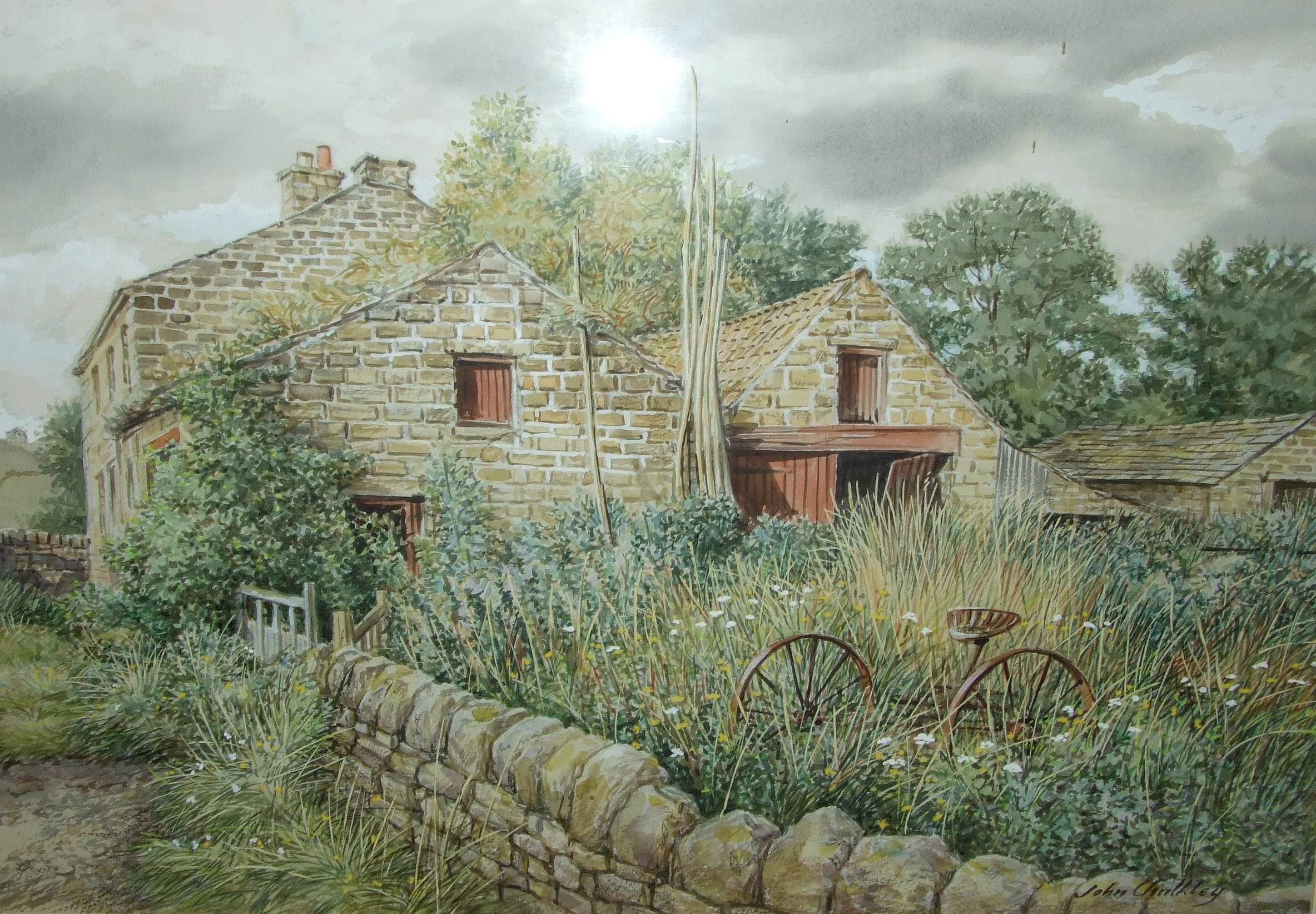 John Chalkley, Derelict Barns Lavington, Near Masham, watercolour, signed, inscribed verso, 35 x