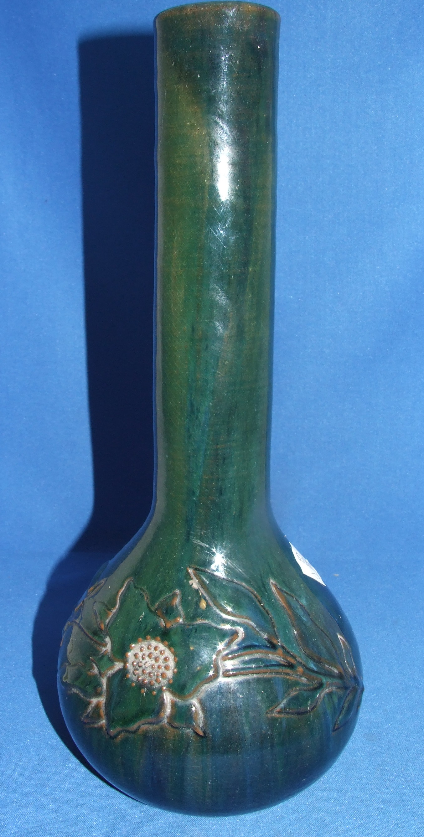 An Elton ware pottery vase, decorated flowers and foliage, 36.5 cm high