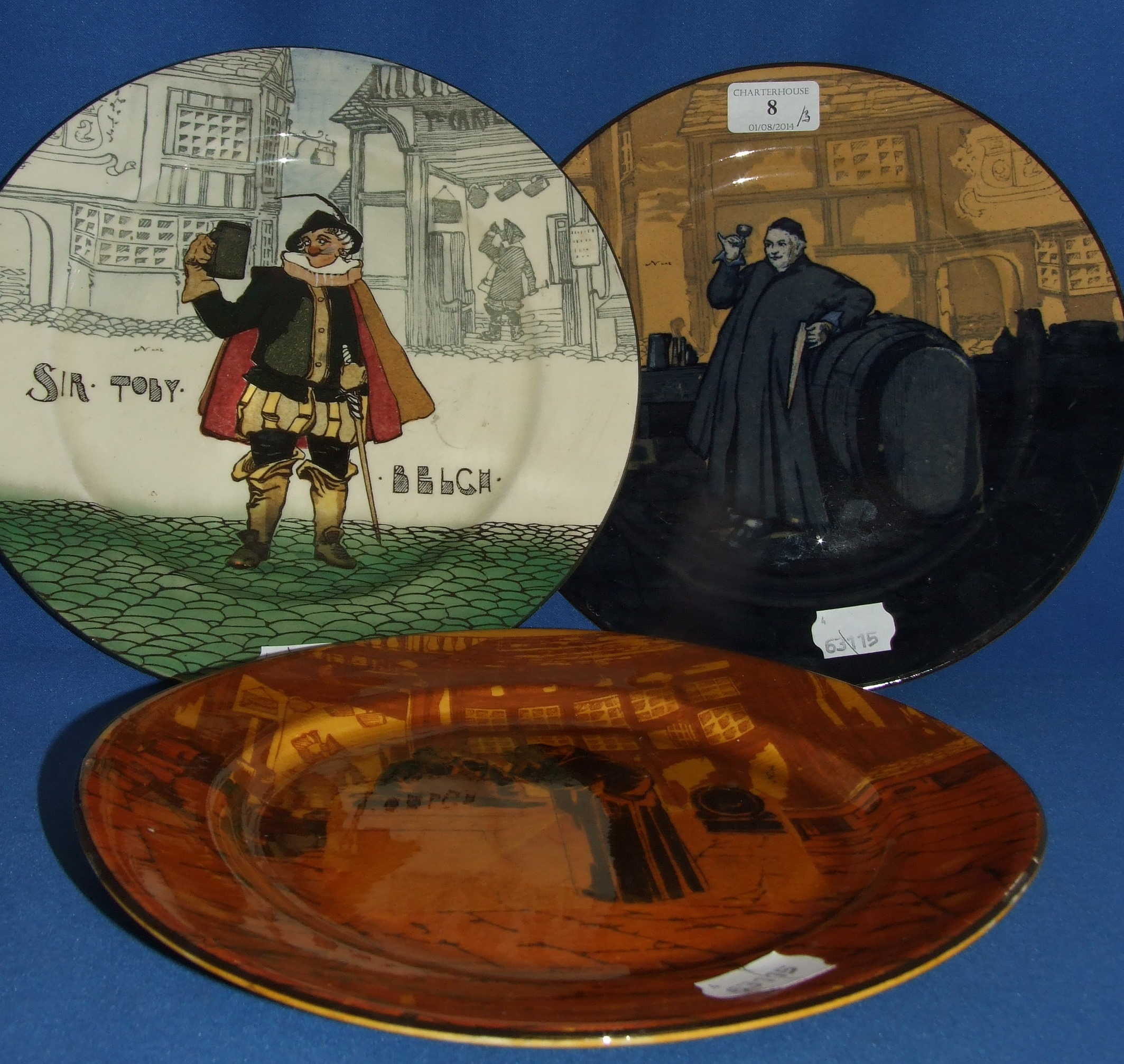 A Royal Doulton plate, after Noke, Sir Toby Belch, and two other Royal Doulton plates (3)