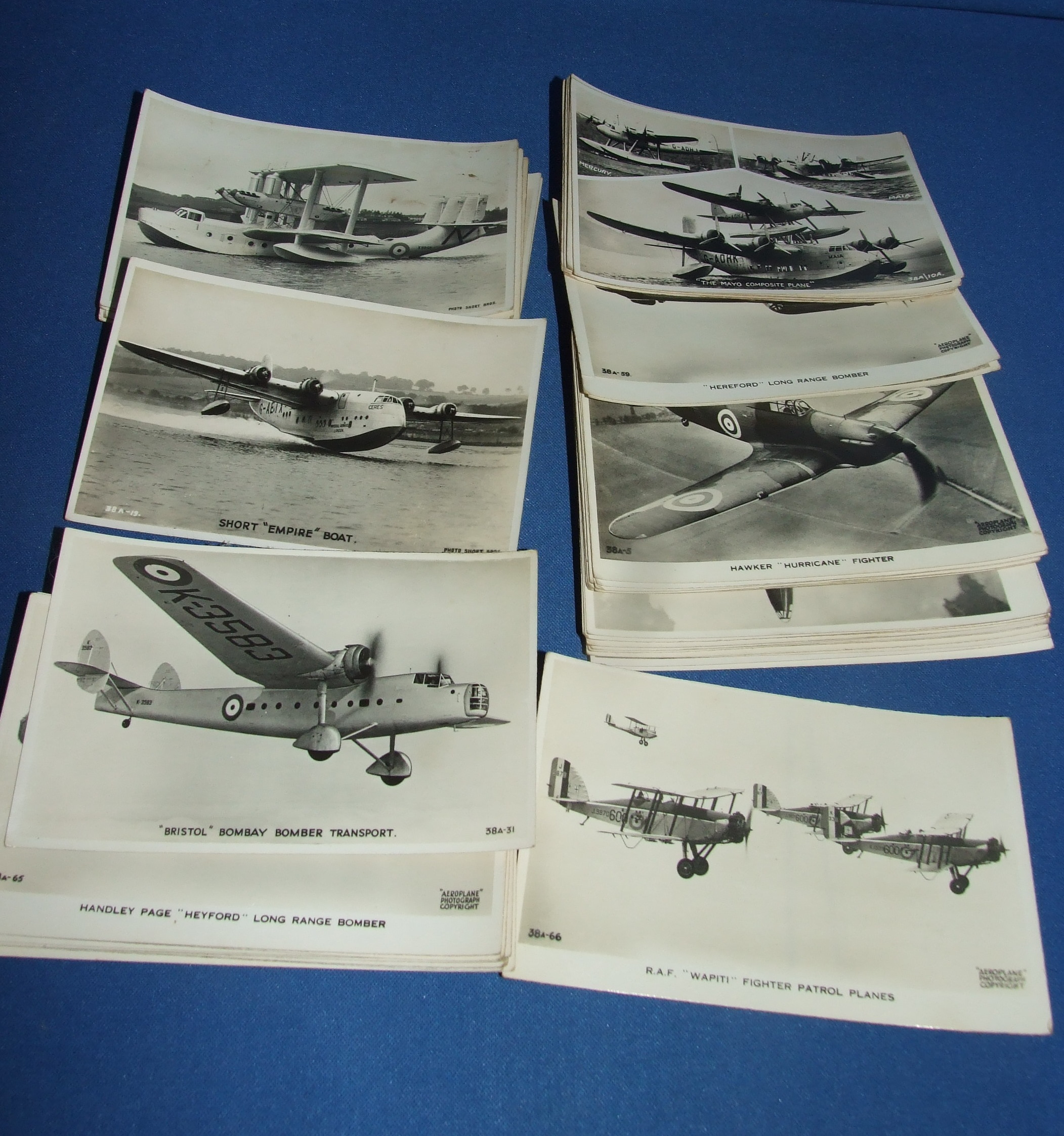 A quantity of Valentine & Sons Ltd black and white postcards, of aeroplanes