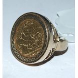 A Victorian ***half sovereign not a sovereign***, 1900, in a 9ct gold ring