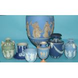 A Wedgwood vase, 23.5 cm high, and other similar items (a.f.) (7)