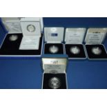 A collection of £1 silver proof coins, comprising 1984,1986-1988, 1990-2000, and 2002-2008