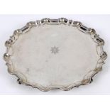 A large silver salver, crested with the Coldstream Guards star, with presentation inscription verso,