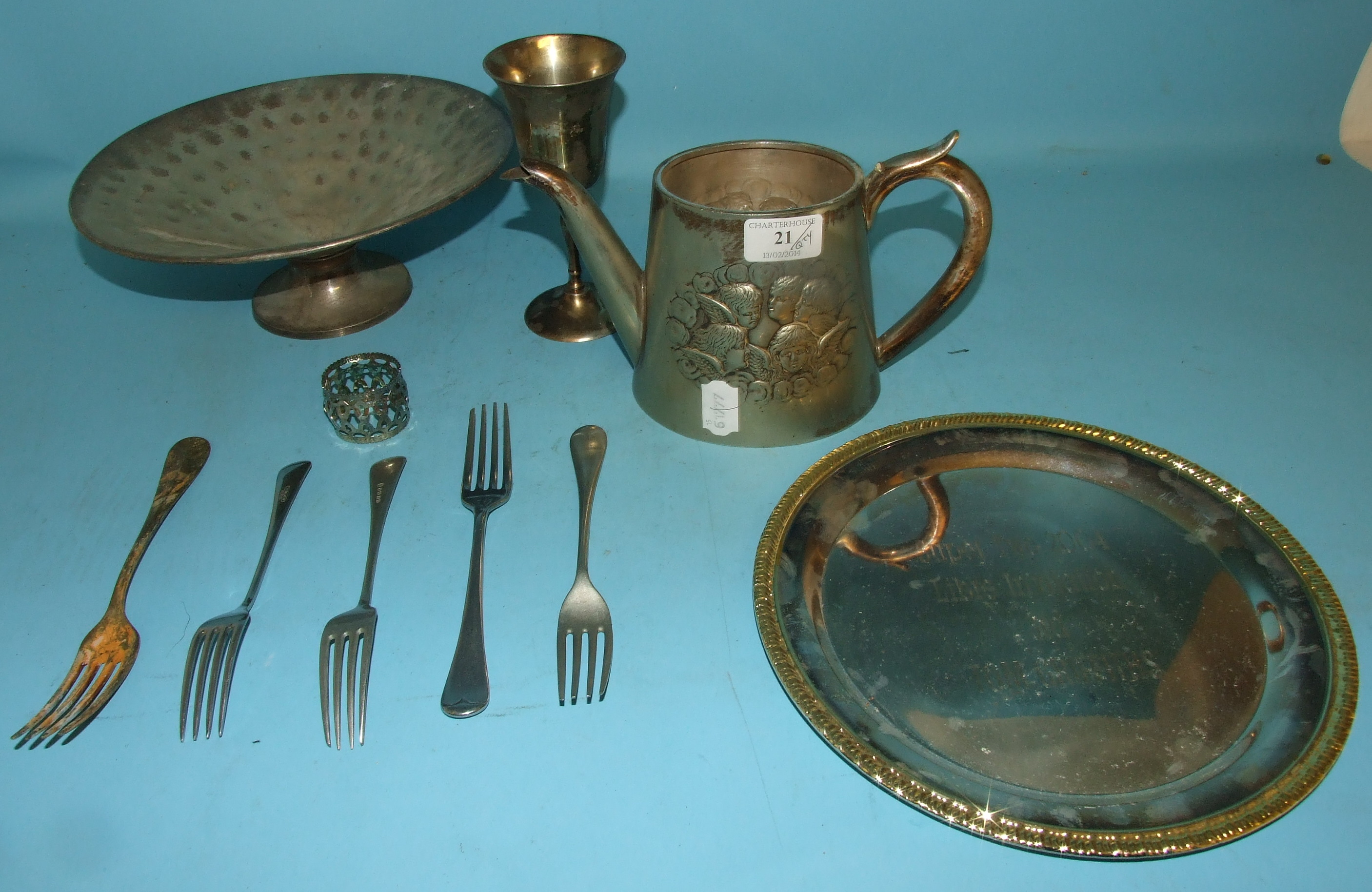 Assorted silver plated items, and other metalwares (box)
