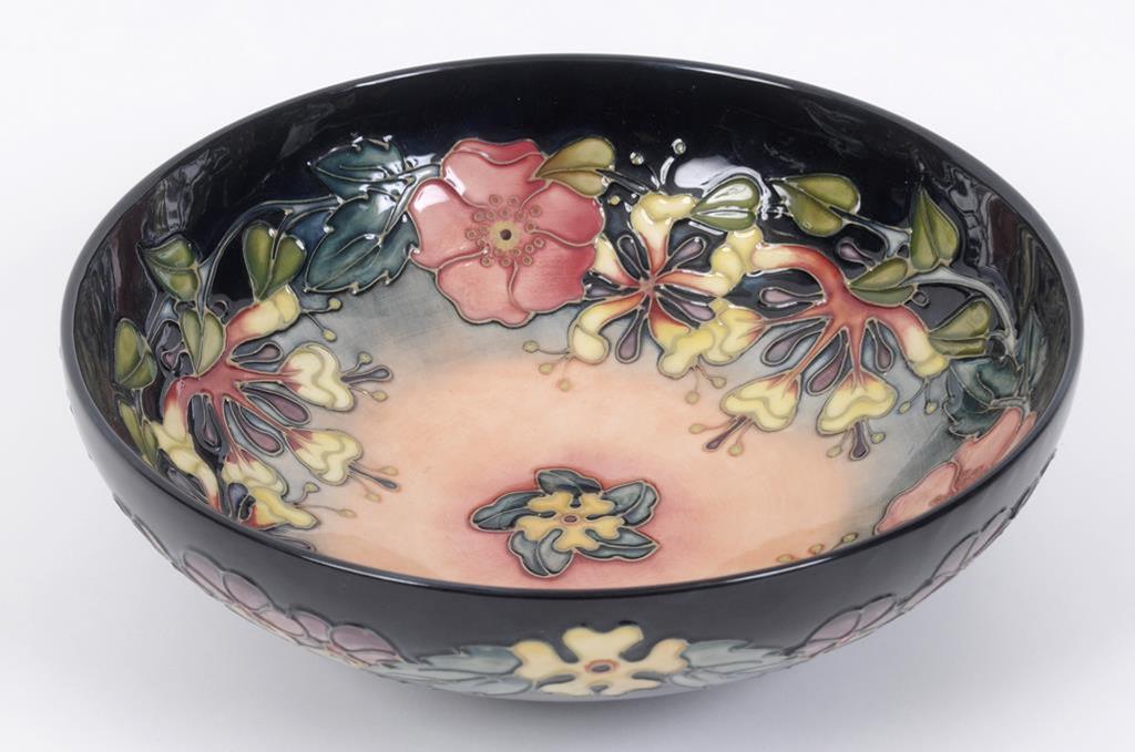 A Moorcroft pottery Oberon pattern bowl, copyright 1993, 26 cm diameter  See illustration
