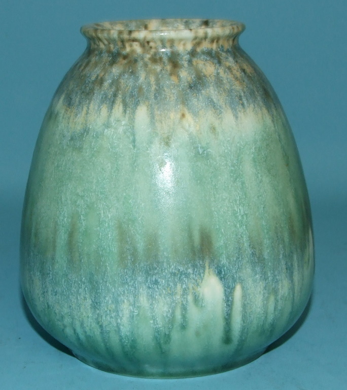 A Ruskin pottery crystalline glaze vase, 1933, 13.5 cm high