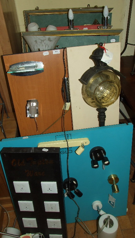 Assorted wall lights on display boards (qty)