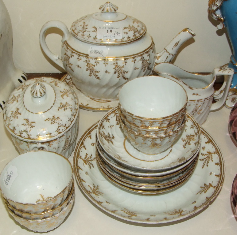 A late 18th century porcelain tea service, with gilt decoration (qty) Condition report Report by NG