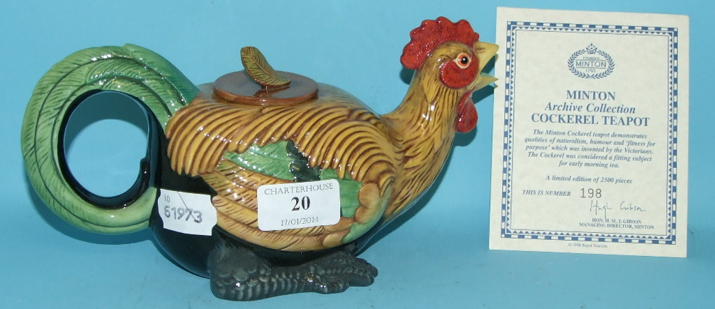 A Minton Archive Collection Cockerel teapot, limited edition, boxed
