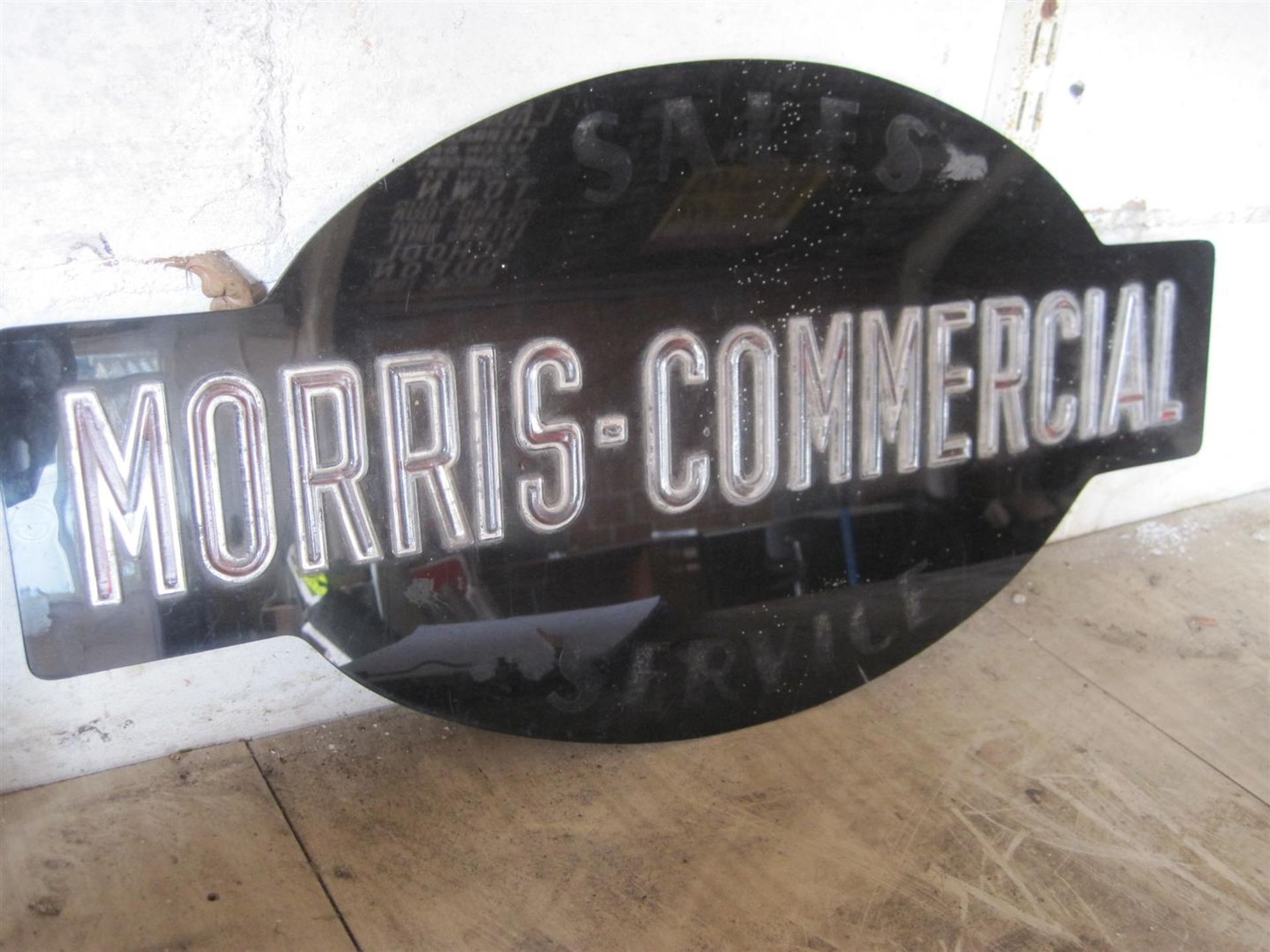 Morris - Commercial, a period perspex sales and service sign, 24ins long approx'. PLEASE NOTE: