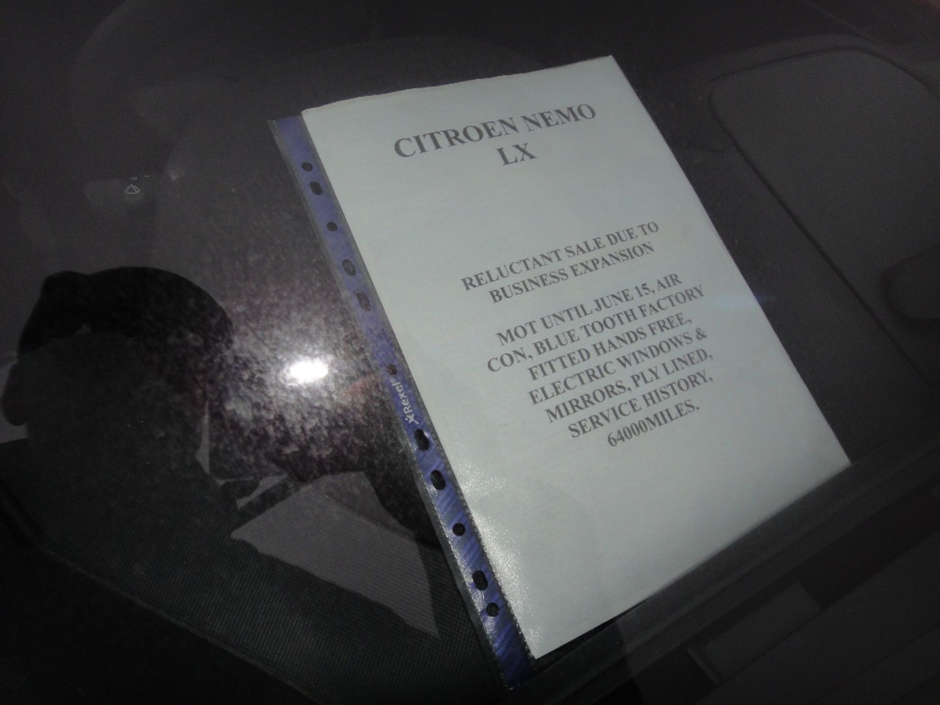 2009 Citroen Nemo Van LX HDI E/W, Air Con, E/M Factory Fitted Blue Tooth Hands Free Ply Lined, - Image 3 of 4