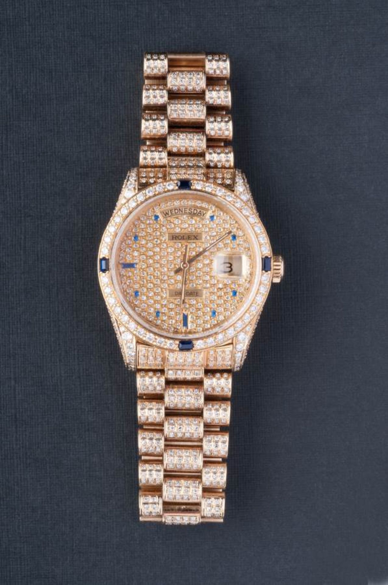 Stunning Gents 18ct Gold Rolex set with approx 10.5 Carats of Diamonds
