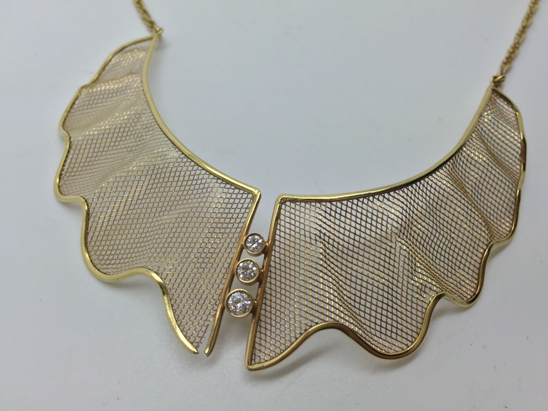 BESPOKE 18ct GOLD DIAMOND SET MESH DESIGN NECKLACE 0.45cts - Image 2 of 5