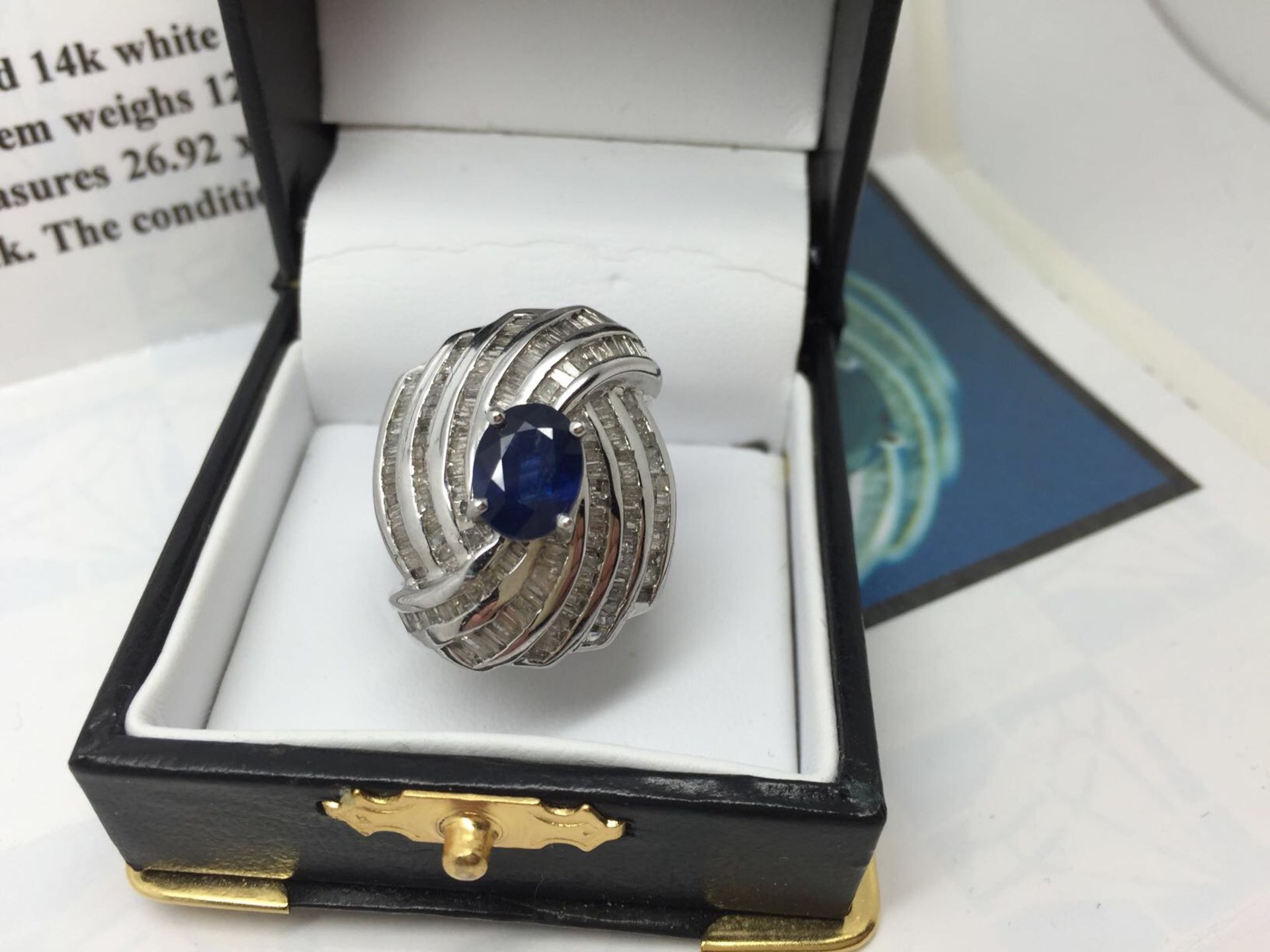 STUNNING 5.05 CARAT DIAMOND & SAPPHIRE RING WITH $52,015 APPRAISAL - Image 7 of 14