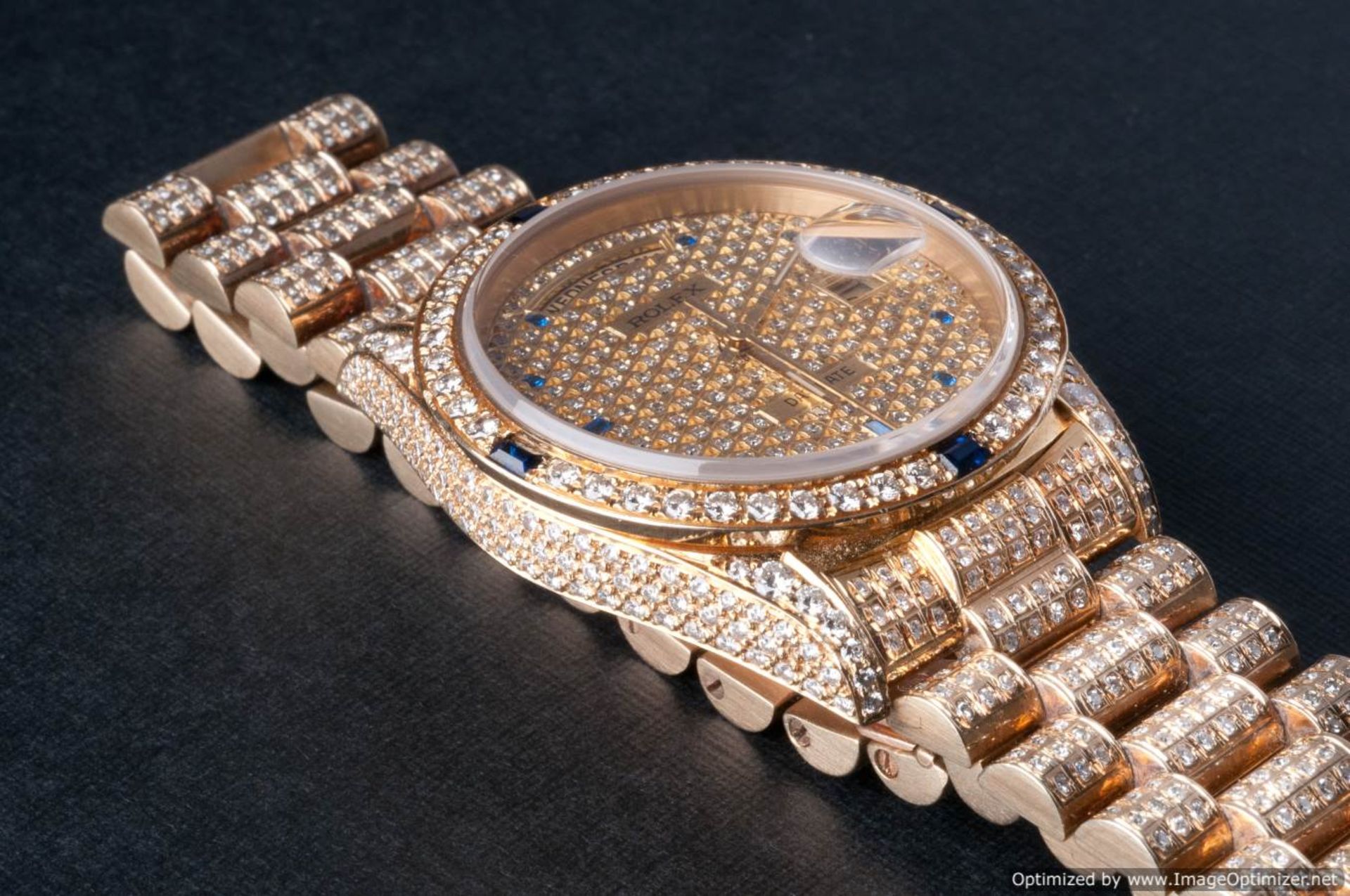 Stunning Gents 18ct Gold Rolex set with approx 10.5 Carats of Diamonds - Image 2 of 3