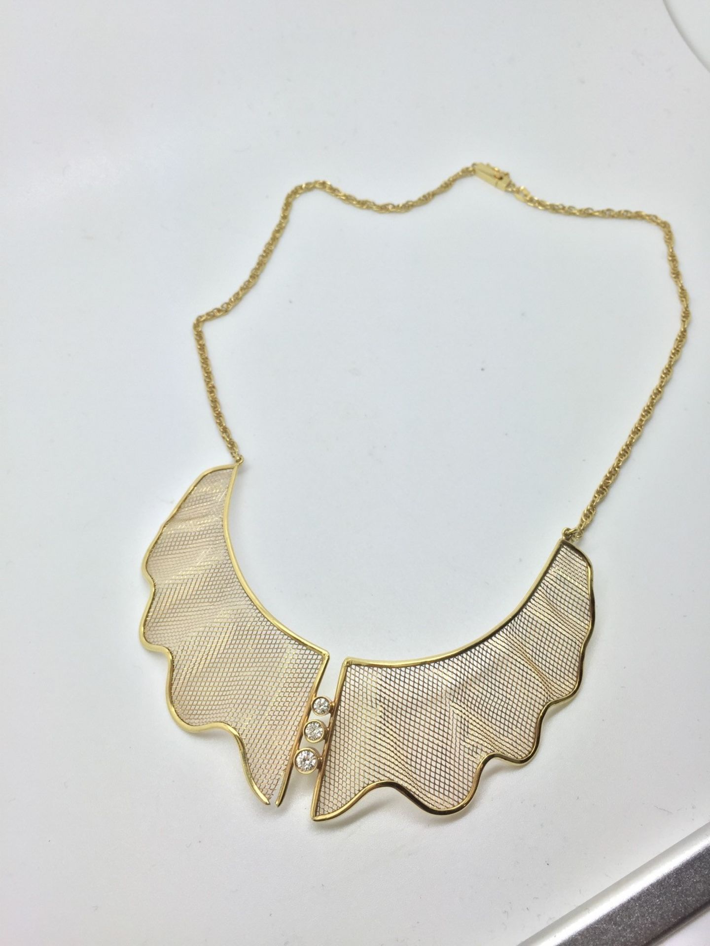 BESPOKE 18ct GOLD DIAMOND SET MESH DESIGN NECKLACE 0.45cts - Image 3 of 5