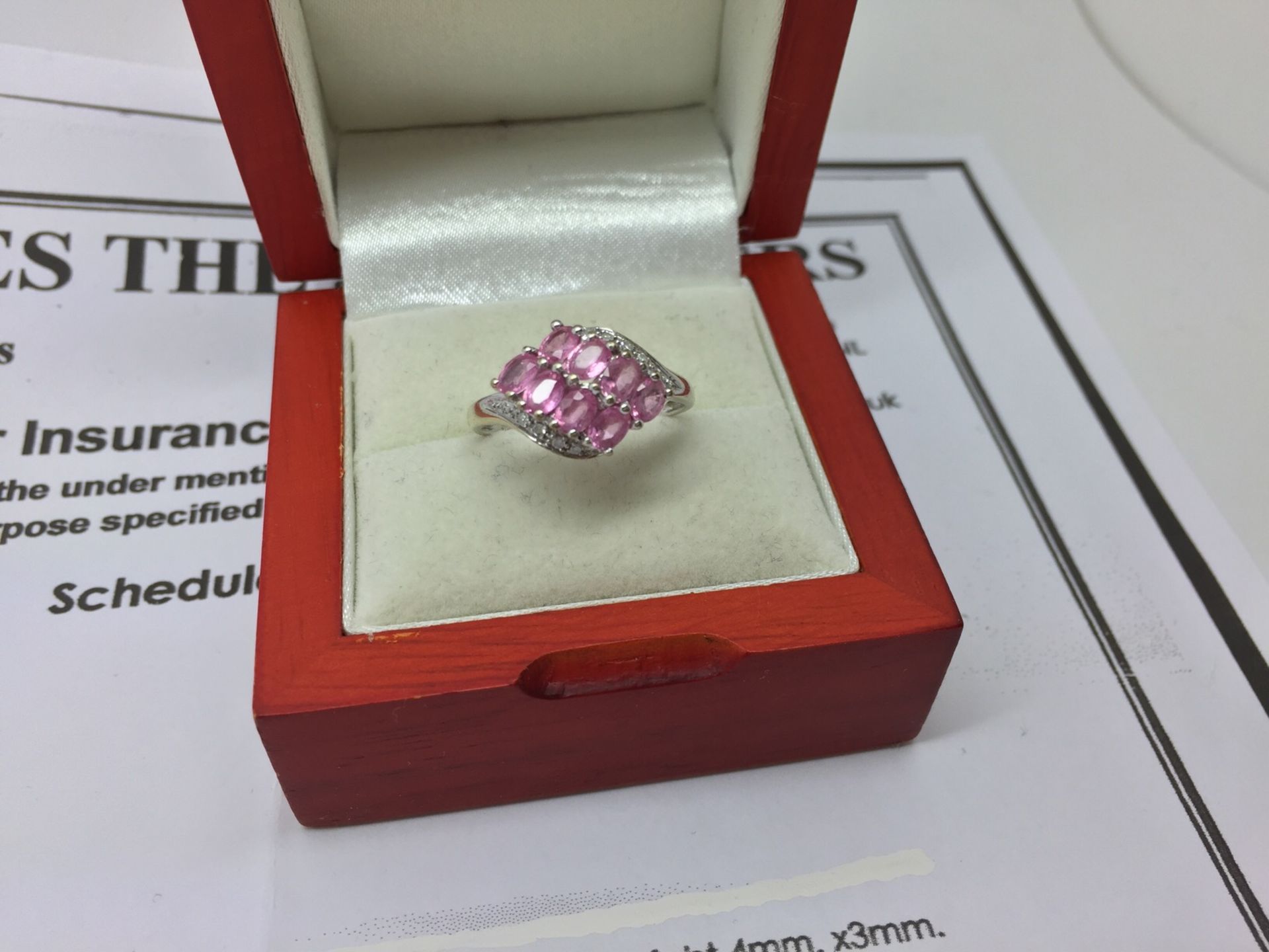 9ct GOLD PINK SAPPHIRE & DIAMOND RING £750.00 VALUATION - Image 3 of 4