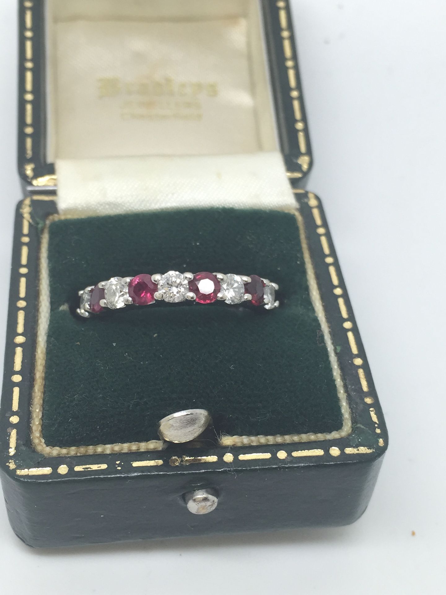 14ct WHITE GOLD 0.50ct DIAMOND & 0.70ct RUBY HALF ETERNITY RING - Image 2 of 3