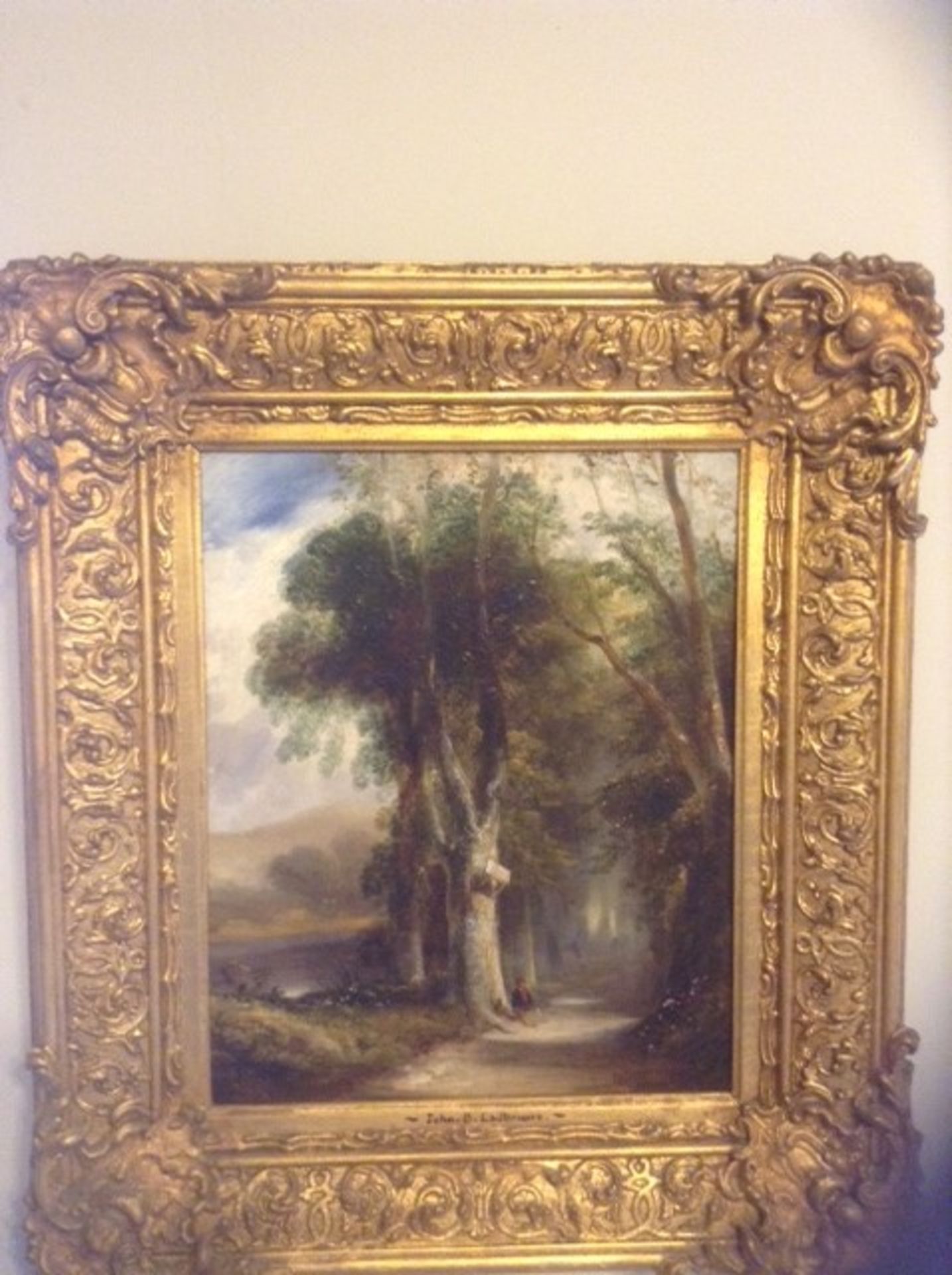 JOHN BERNEY LADBROOKE (1803-1879 BRITISH) FIGURE IN WOODED LANE - Image 6 of 7