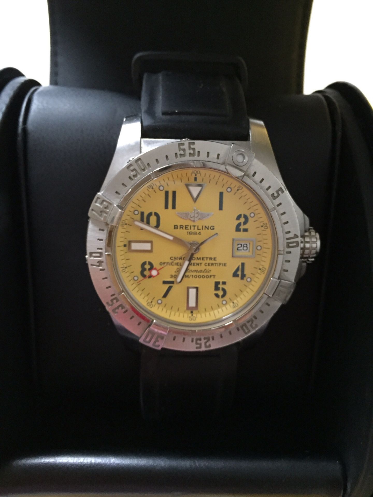 RARE YELLOW FACE BREITLING AVENGER SEAWOLF BOX & PAPERS