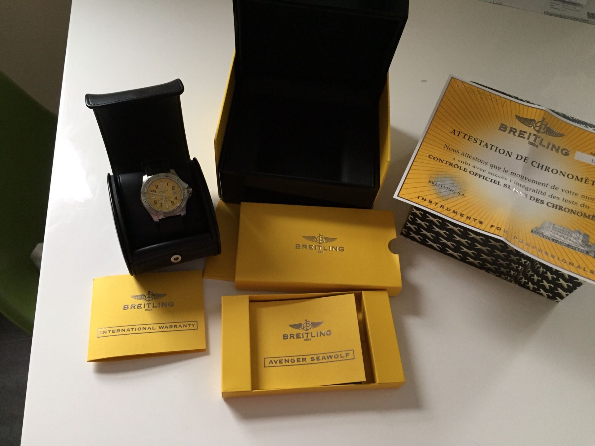 RARE YELLOW FACE BREITLING AVENGER SEAWOLF BOX & PAPERS - Image 2 of 4