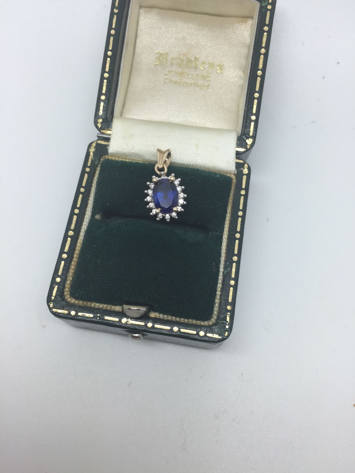 9ct GOLD DIAMOND & SAPPHIRE PENDANT - Image 2 of 5