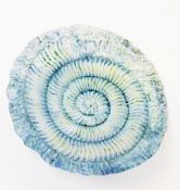 A 20th century art glass dish in the shape of a fossil, 24.5cm wide