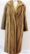 Full length brown mink coat, size 16, dove grey lining