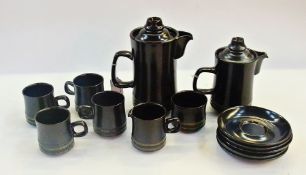 A Denby "Bokhara" pattern tea/coffee service for four persons viz:- coffee pot, hot water jug,