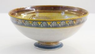 Aldermarston lustre pottery bowl by Alan Caiger-Smith with stylised scroll decoration to interior,