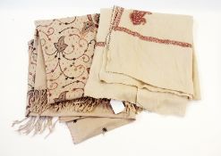 Two embroidered wool shawls (2)