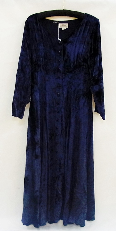 An Adini full-length button-through dark blue velvet dress, a velvet bolero and a gold and turquoise - Image 3 of 4