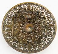 A Coalbrookdale cast-iron pierced dish, marked to base, foliate decorated, 28.5cm in diameter