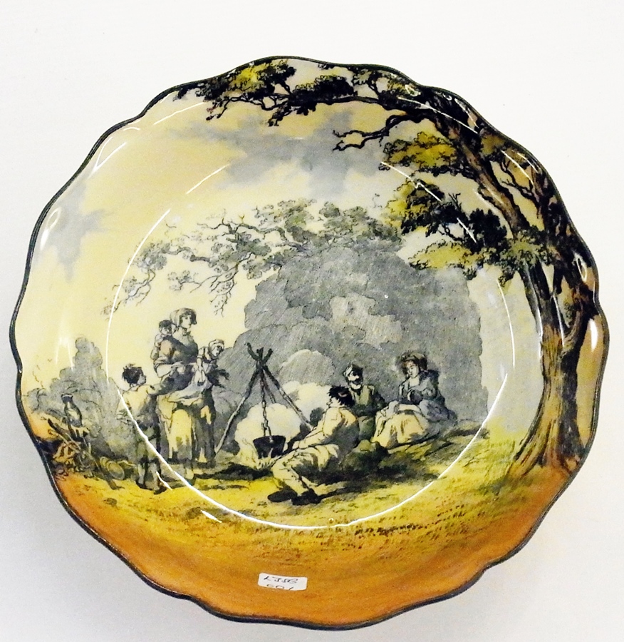 A Royal Doulton seriesware shallow bowl "The Gypsies", 23.5cm diameter, Radford studio pottery vase, - Image 4 of 4