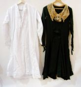 1920's dress (af), 1920's shawl (af), 1950's house coat, Victorian black undergarment and other