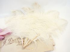 1920's white feather fan with mother-of-pearl handle (af) in J Duvelleroy Limited, 121 New Bond