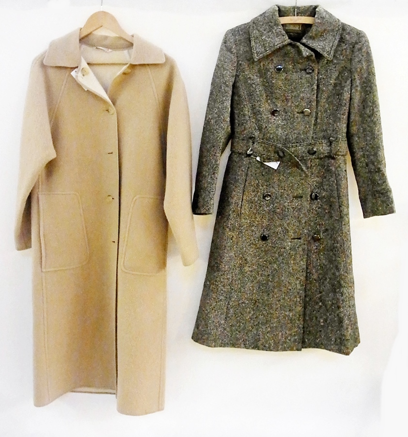 A "Alexon Youngset" grey and black tweed double-breasted coat, belt fastening with metal buttons, - Image 2 of 4