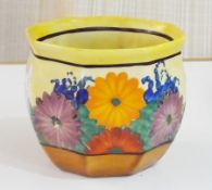 Clarice Cliff Bizarre vase, Gay Day pattern, octagonal form with splayed rim, 9cms high   Live