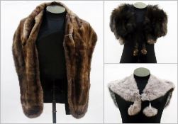 A fox fur cape, a mink stole and a grey coney stole (3)