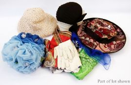 A selection of vintage hats, scarves etc ( 1 box)