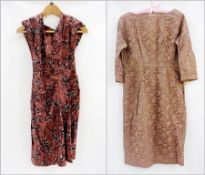 A 1950's vintage brown dress together with a vintage sleeved lace dress (2)