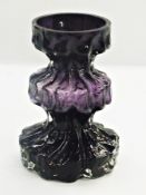 A Whitefriars aubergine glass vase, textured, waisted, 16cm high    Live Bidding:  Chipped to rim