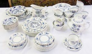 Meakin pottery extensive dinner and tea service "Blue Nordic" pattern