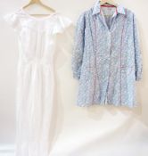 A Victorian nightdress with broderie anglaise yoke and pin tuck cap sleeves, a pair of bloomers