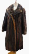 Sable fur full length coat, size medium, brown lining   Live Bidding:  Damage to lining of