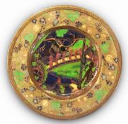 Wedgwood Fairyland lustre plate by Daisy Makeig-Jones "Imps on a Bridge" pattern, having gilt and