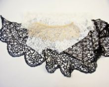 A quantity of lace including handmade bonnet veils, collars, trimmings and other lace items