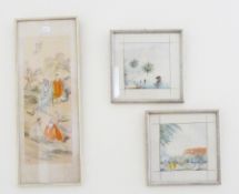 Three Chinese silk pictures